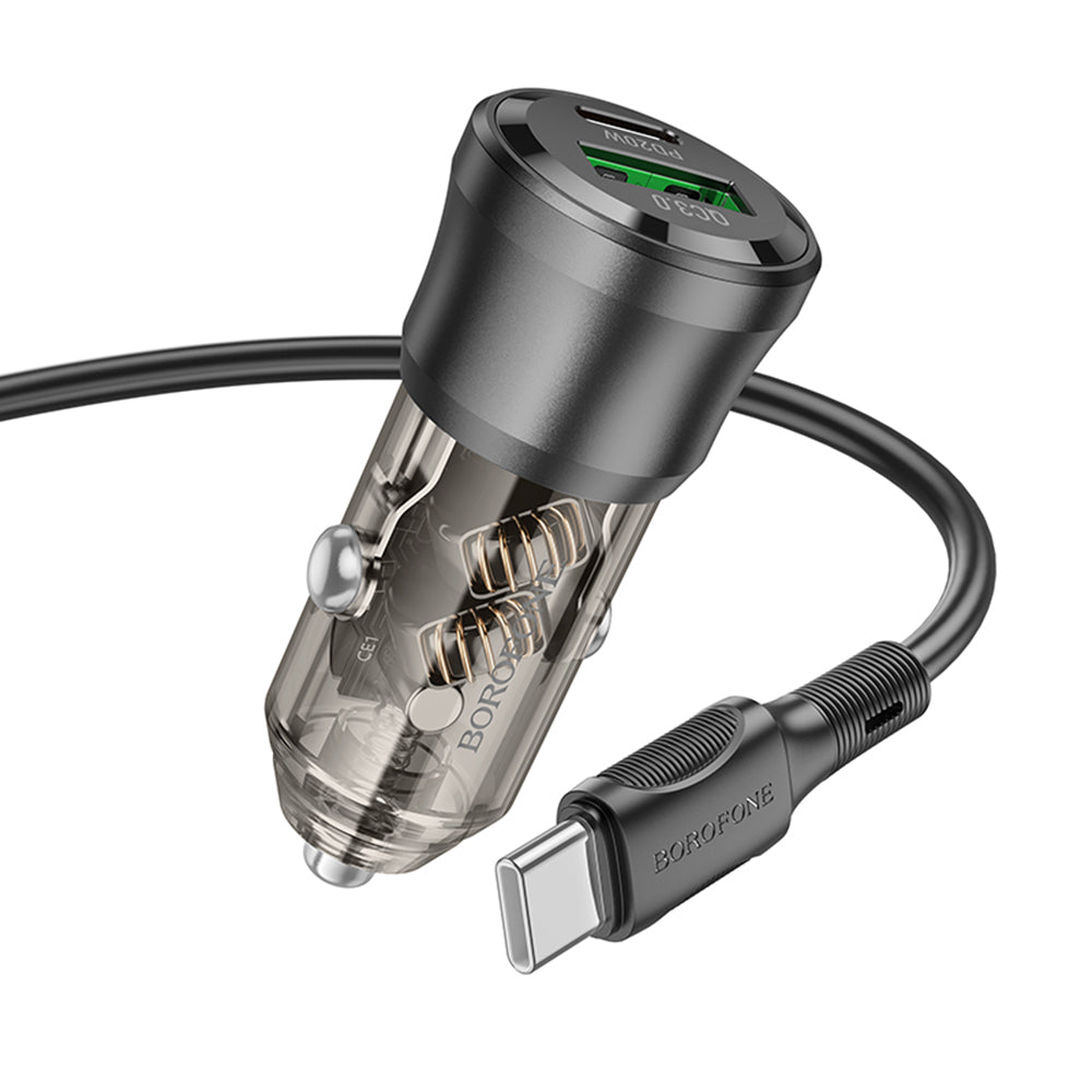Incarcator Auto Cu Cablu USB-C Borofone BZ25 Journey, 38W, 3A, 1 x USB-A - 1 x USB-C, Negru