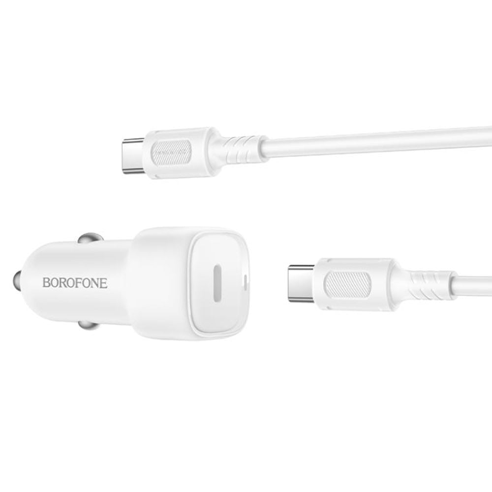 Incarcator Auto Cu Cablu USB-C Borofone BZ34A Cloud, 20W, 3A, 1 x USB-C, Alb
