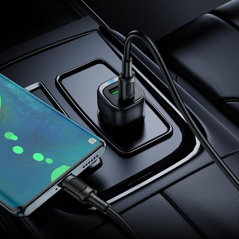Incarcator Auto Cu Cablu USB-C Borofone BZ34B Cloud, 20W, 3A, 1 x USB-A - 1 x USB-C, Negru
