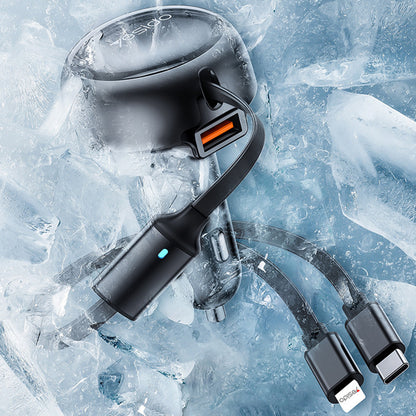 Incarcator Auto Cu Cablu USB-C / Lightning Yesido Y61, 53W, 3A, 1 x USB-A, Negru