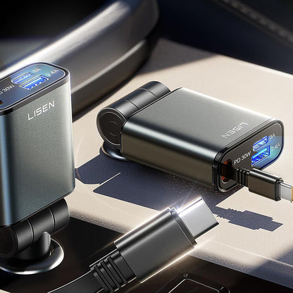 Incarcator Auto Cu Cablu USB-C Lisen, 57W, 3A, 1 x USB-A - 1 x USB-C, Negru YL0325010016