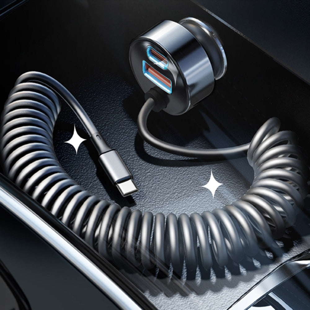 Incarcator Auto Cu Cablu USB-C Lisen, 90W, 3A, 1 x USB-A - 1 x USB-C, Negru YL0223120020