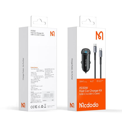 Incarcator Auto Cu Cablu USB-C McDodo CC-7493 Obsidian, 30W, 3A, 1 x USB-C, Negru