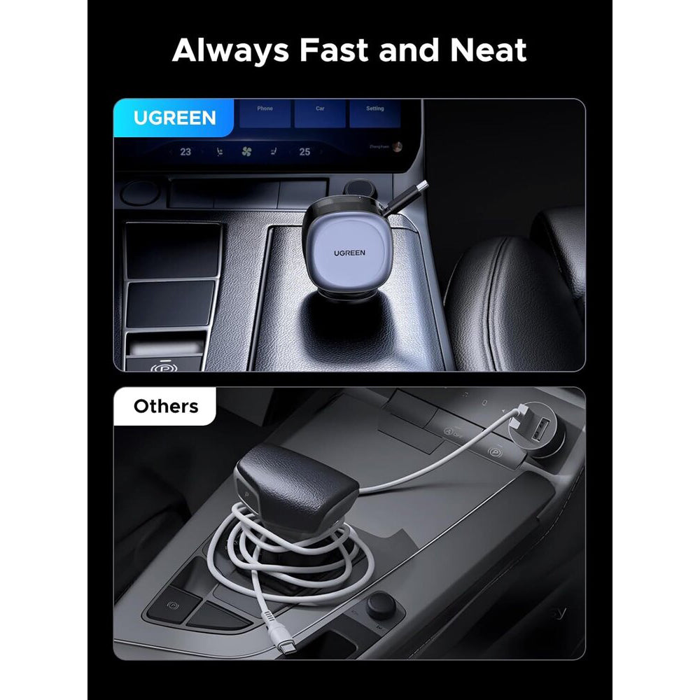 Incarcator Auto Cu Cablu USB-C UGREEN EC601, 75W, 3A, 1 x USB-A - 1 x USB-C, Gri