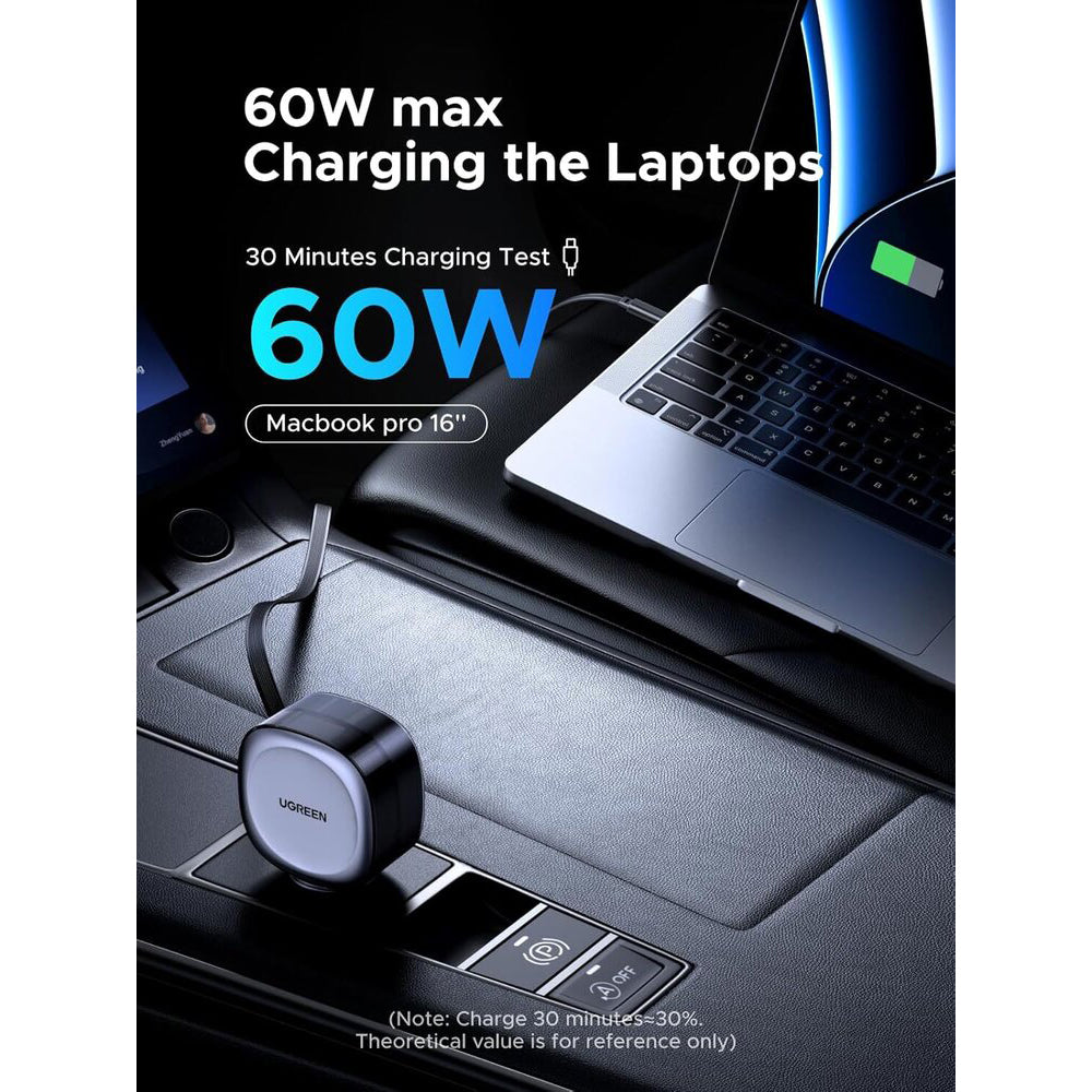 Incarcator Auto Cu Cablu USB-C UGREEN EC601, 75W, 3A, 1 x USB-A - 1 x USB-C, Gri