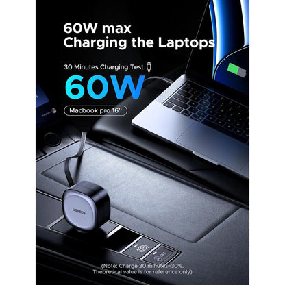 Incarcator Auto Cu Cablu USB-C UGREEN EC601, 75W, 3A, 1 x USB-A - 1 x USB-C, Gri