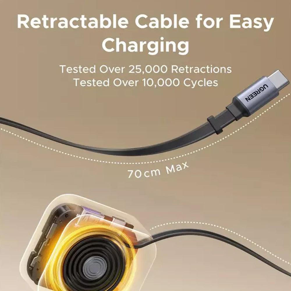 Incarcator Auto Cu Cablu USB-C UGREEN EC603, 90W, 3A, 1 x USB-A - 1 x USB-C, Gri