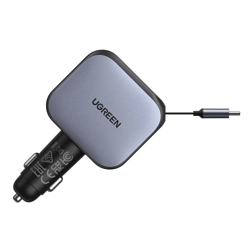 Incarcator Auto Cu Cablu USB-C UGREEN EC604 (55910B) Nexode, 145W, 1 x USB-A - 2 x USB-C, Negru