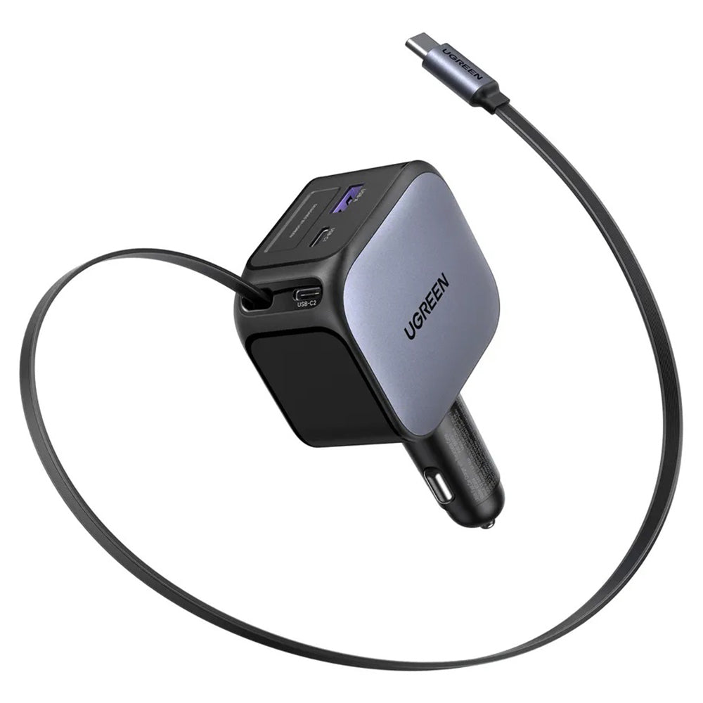Incarcator Auto Cu Cablu USB-C UGREEN EC604 (55910B) Nexode, 145W, 1 x USB-A - 2 x USB-C, Negru
