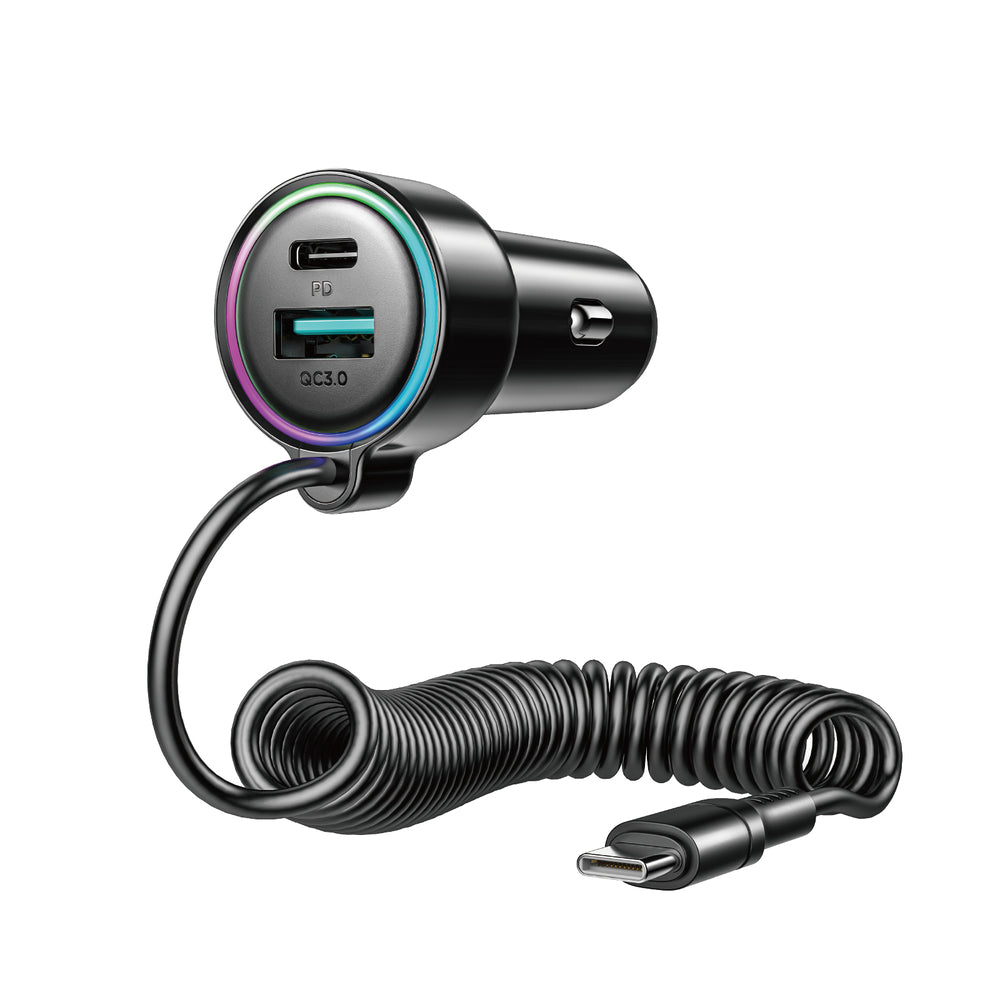 Incarcator Auto Cu Fir USB-C Joyroom JR-CL07, 72W, 3A, 1 x USB-A - 1 x USB-C, Negru