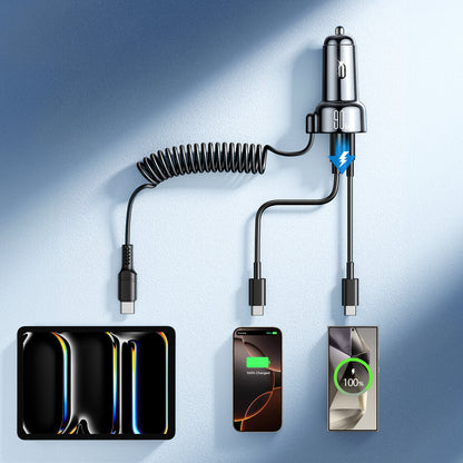 Incarcator Auto Cu Fir USB-C Joyroom JR-CL07, 72W, 3A, 1 x USB-A - 1 x USB-C, Negru