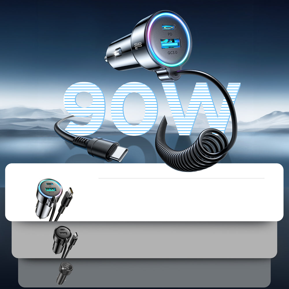 Incarcator Auto Cu Fir USB-C Joyroom JR-CL07, 72W, 3A, 1 x USB-A - 1 x USB-C, Negru