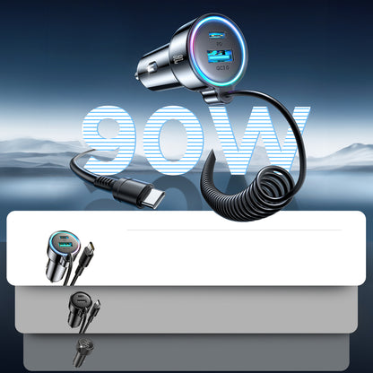 Incarcator Auto Cu Fir USB-C Joyroom JR-CL07, 72W, 3A, 1 x USB-A - 1 x USB-C, Negru