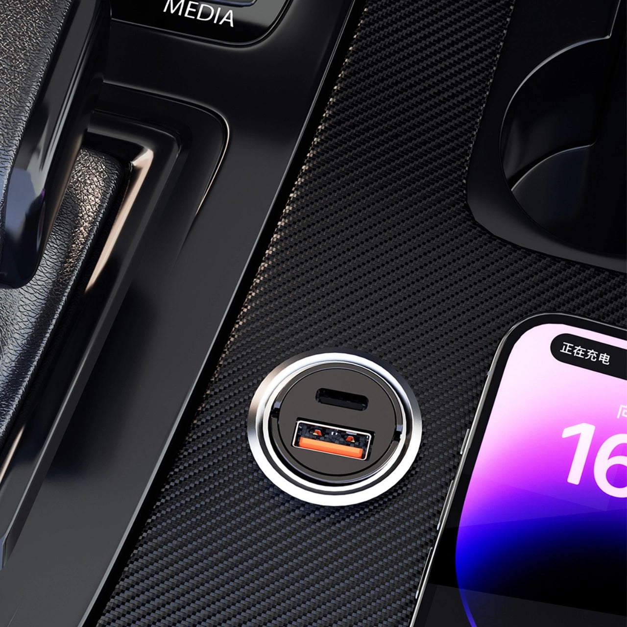 Incarcator Auto Dudao R3MAX, 48W, 3A, 1 x USB-A - 1 x USB-C, Negru