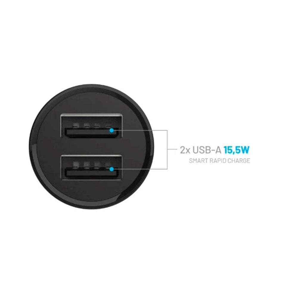 Incarcator Auto Fixed, 15.5W, 3A, 2 x USB-A, Negru