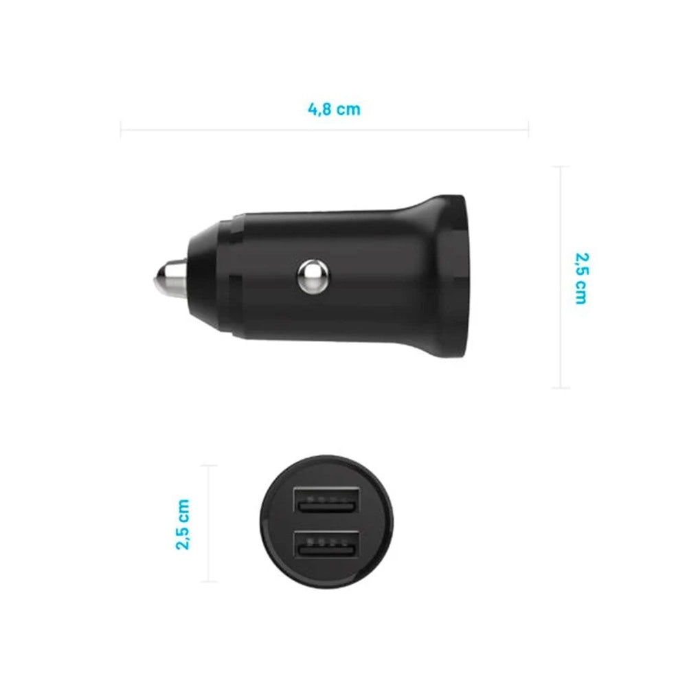Incarcator Auto Fixed, 15.5W, 3A, 2 x USB-A, Negru