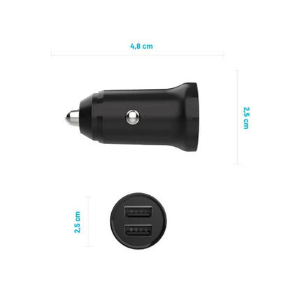 Incarcator Auto Fixed, 15.5W, 3A, 2 x USB-A, Negru