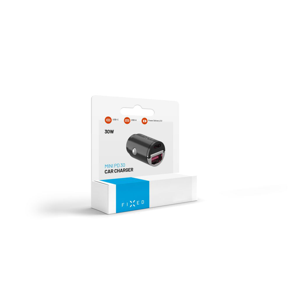 Incarcator Auto Fixed, 30W, 3A, 1 x USB-A - 1 x USB-C, Negru