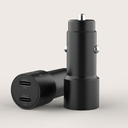 Incarcator Auto Fixed, 65W, 3A, 2 x USB-C, Negru