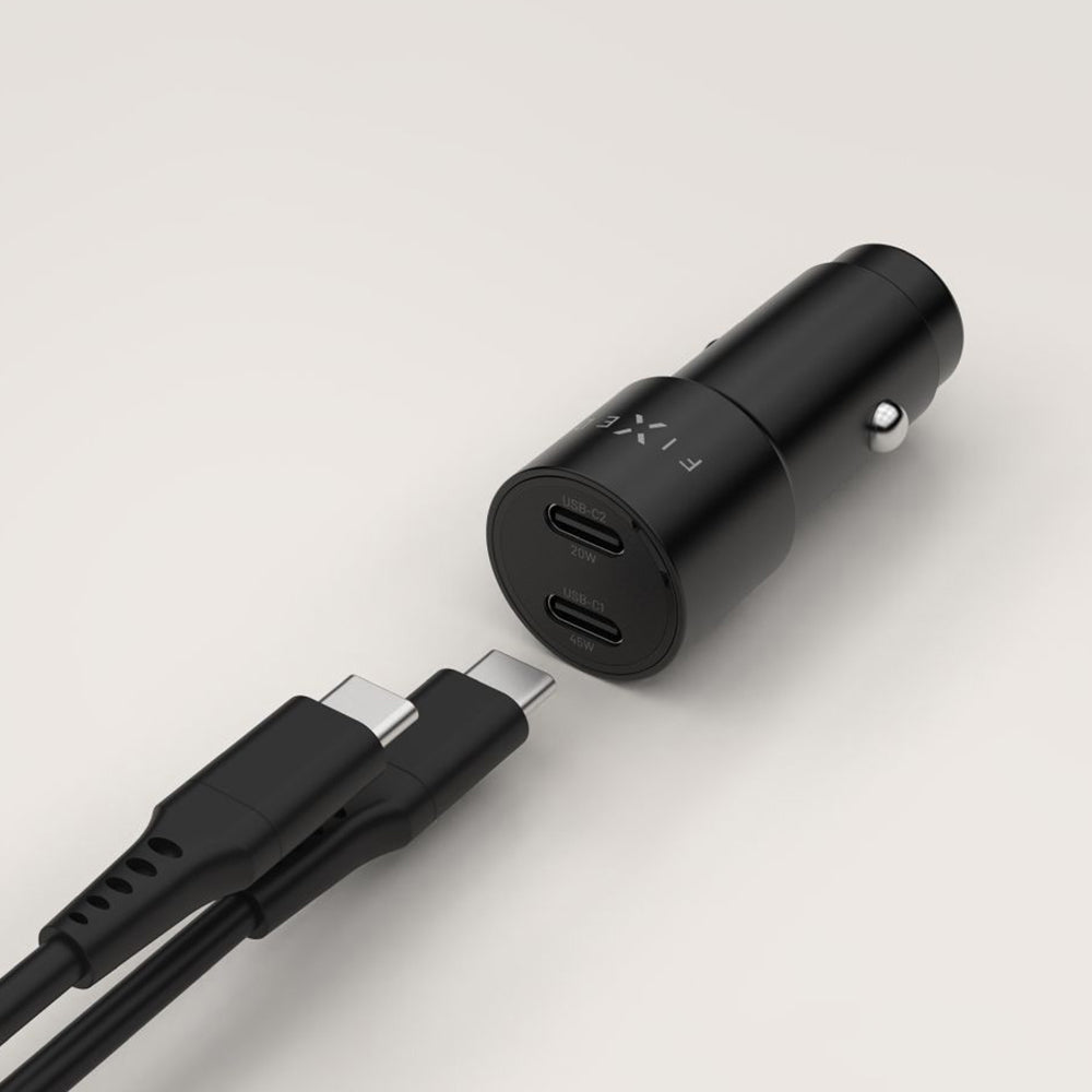 Incarcator Auto Fixed, 65W, 3A, 2 x USB-C, Negru