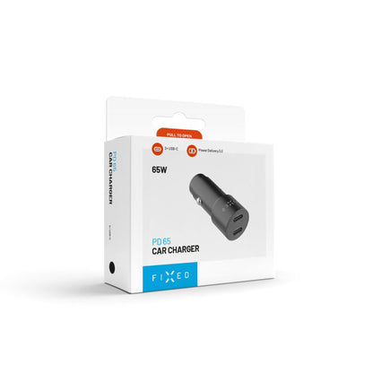 Incarcator Auto Fixed, 65W, 3A, 2 x USB-C, Negru