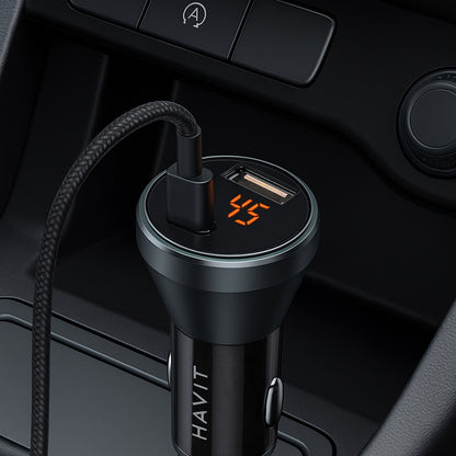 Incarcator Auto HAVIT CC2017, 45W, 3A, 1 x USB-A - 1 x USB-C, Negru Albastru