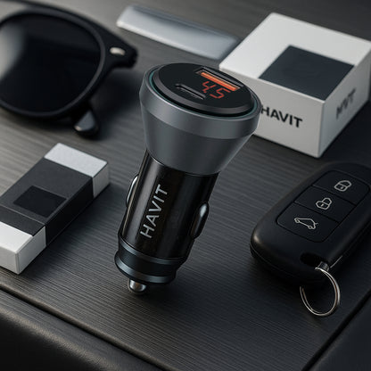 Incarcator Auto HAVIT CC2017, 45W, 3A, 1 x USB-A - 1 x USB-C, Negru Albastru