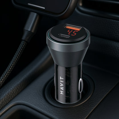Incarcator Auto HAVIT CC2017, 45W, 3A, 1 x USB-A - 1 x USB-C, Negru Albastru