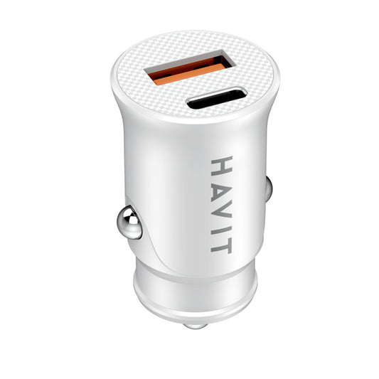 Incarcator Auto HAVIT CC2022, 20W, 3A, 1 x USB-A - 1 x USB-C, Alb