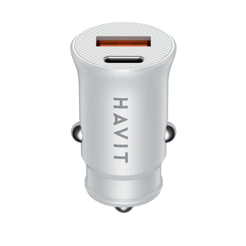 Incarcator Auto HAVIT CC2022, 20W, 3A, 1 x USB-A - 1 x USB-C, Alb