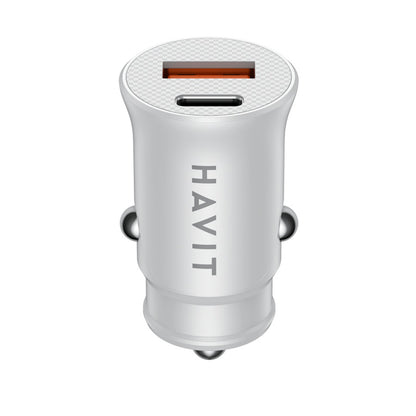 Incarcator Auto HAVIT CC2022, 20W, 3A, 1 x USB-A - 1 x USB-C, Alb