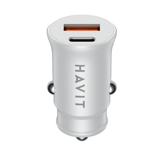 Incarcator Auto HAVIT CC2022, 20W, 3A, 1 x USB-A - 1 x USB-C, Alb