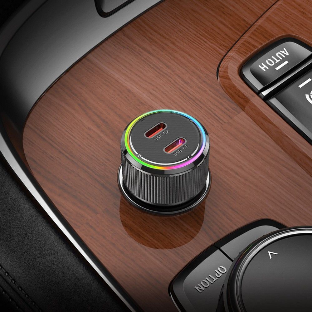 Incarcator Auto HOCO NZ14B, 50W, 3A, 2 x USB-C, Negru