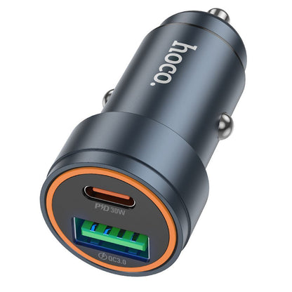 Incarcator Auto HOCO Z57A, 30W, 3A, 1 x USB-A - 1 x USB-C, Gri