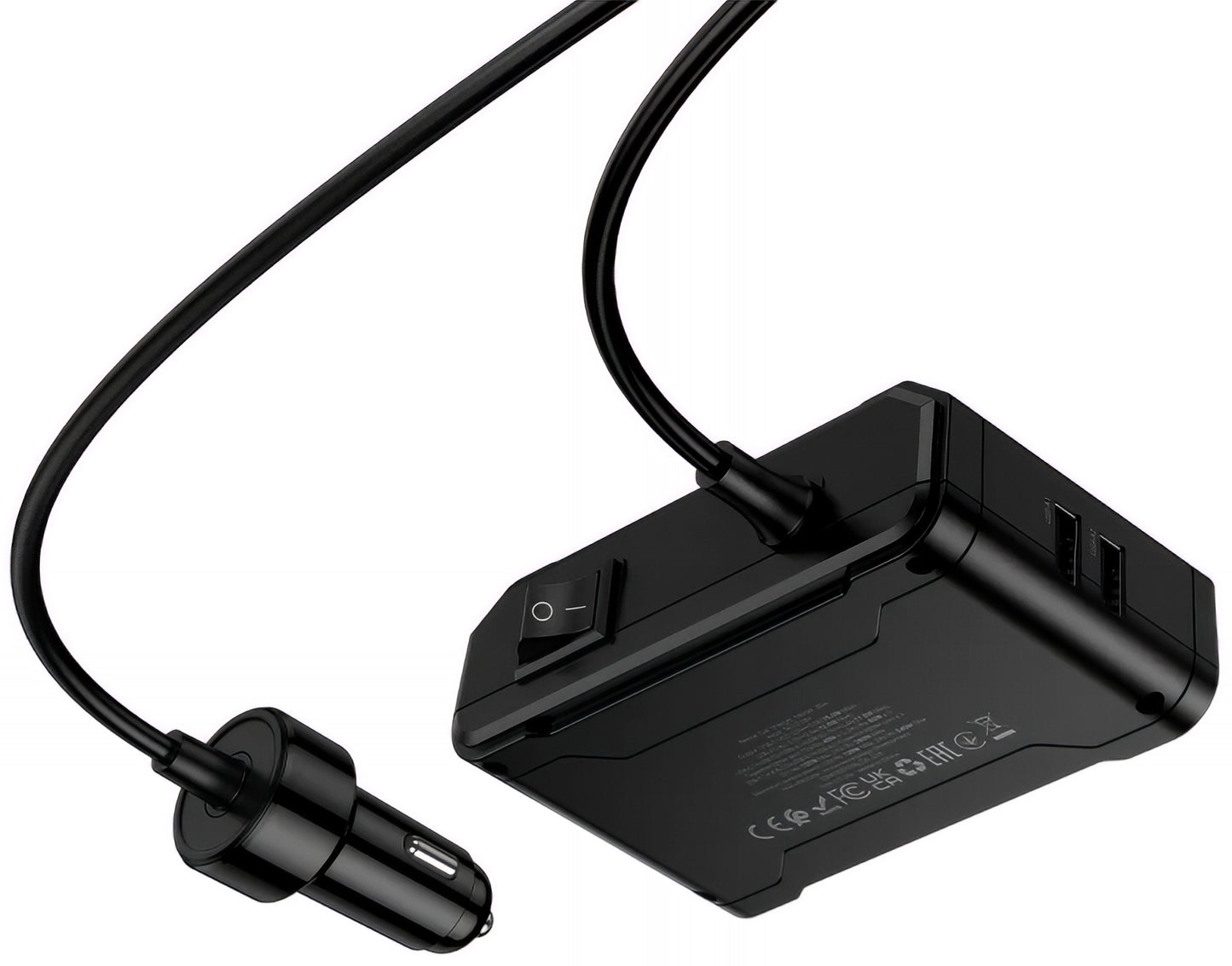 Incarcator Auto HOCO Z64, 15.5W, 3.1A, 2 x USB-A - 2 x USB-C - 3 x Extensie Bricheta, Negru