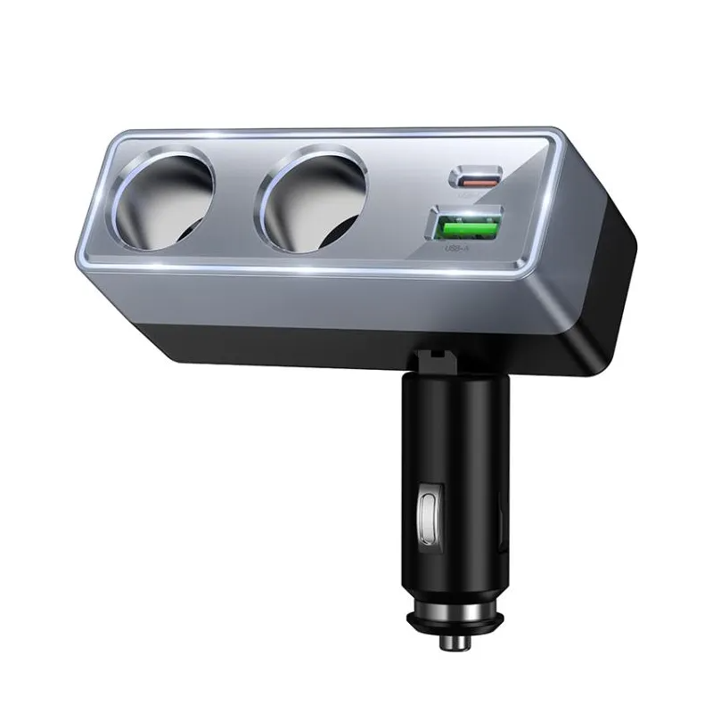 Incarcator Auto HOCO Z65B, 240W, 1 x USB-A - 1 x USB-C - 2 x Extensie Bricheta, Negru