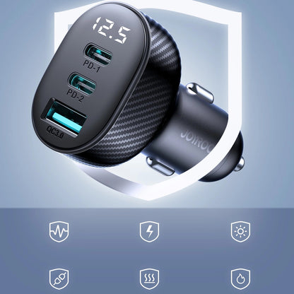 Incarcator Auto Joyroom JR-CCD04, 30W, 3A, 1 x USB-A - 2 x USB-C, Negru