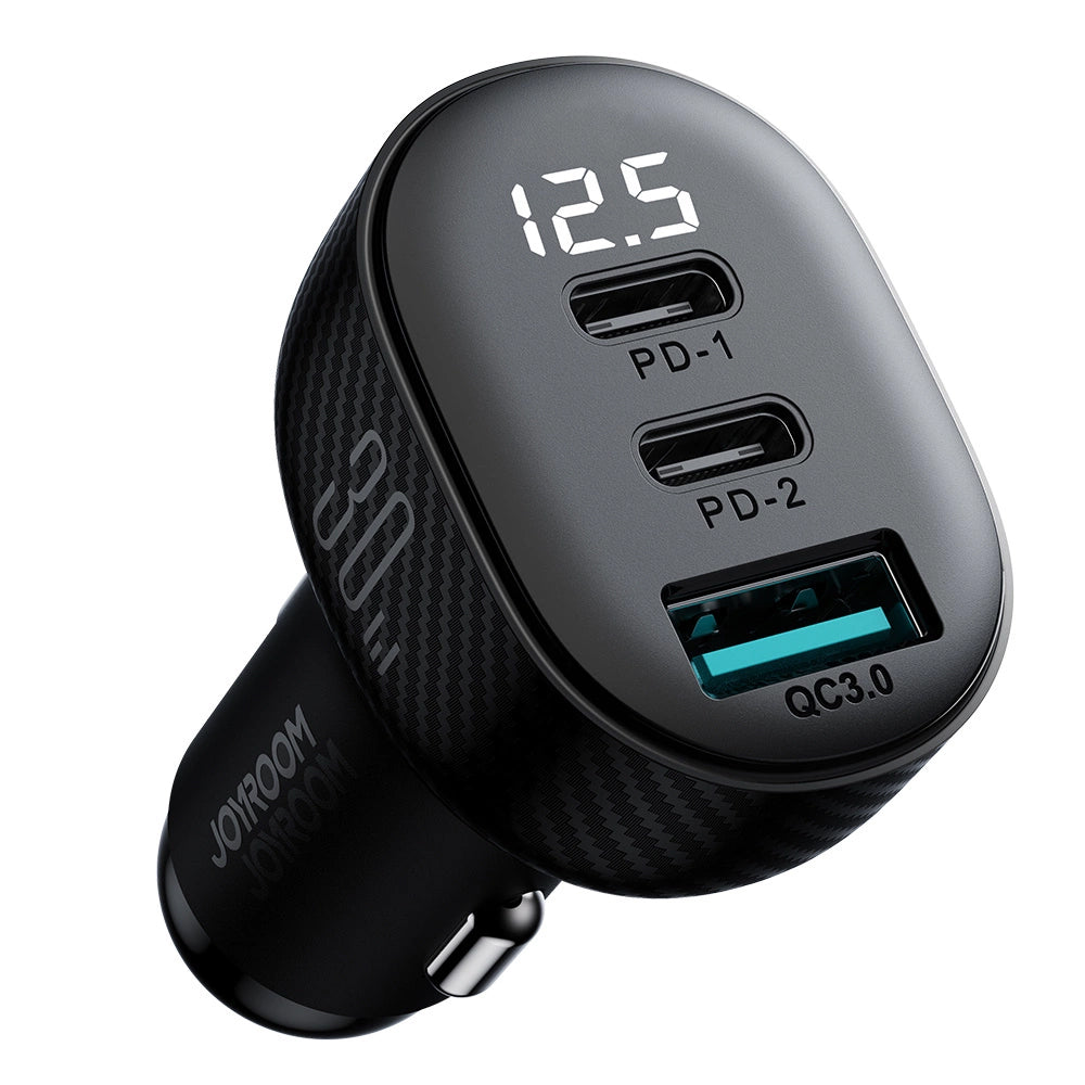 Incarcator Auto Joyroom JR-CCD04, 30W, 3A, 1 x USB-A - 2 x USB-C, Negru