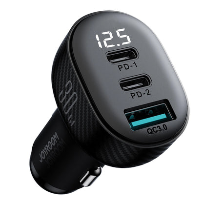 Incarcator Auto Joyroom JR-CCD04, 30W, 3A, 1 x USB-A - 2 x USB-C, Negru