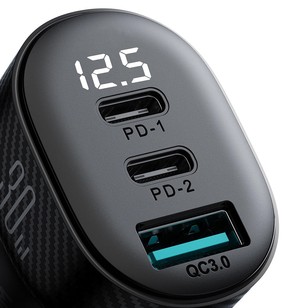 Incarcator Auto Joyroom JR-CCD04, 30W, 3A, 1 x USB-A - 2 x USB-C, Negru