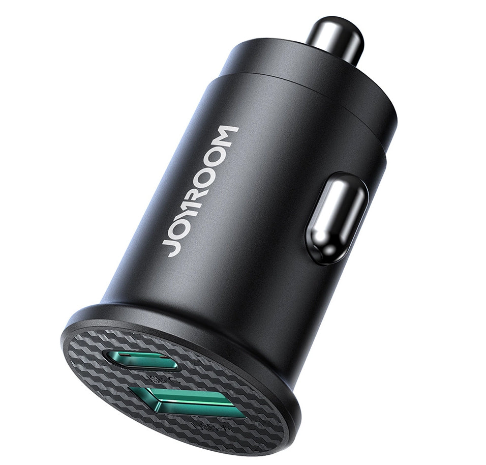 Incarcator Auto Joyroom JR-CCN16 Mini, 12W, 2.4A, 1 x USB-A - 1 x USB-C, Negru