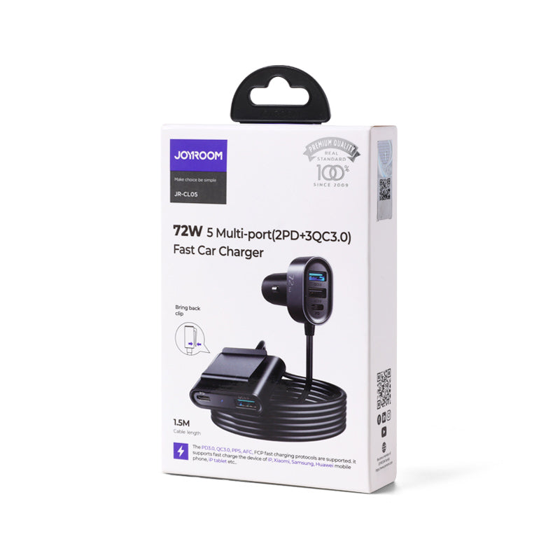 Incarcator Auto Joyroom JR-CL05, 72W, 3A, 2 x USB-C - 3 x USB-A, Negru