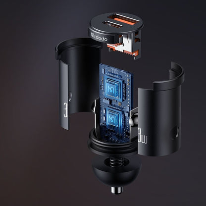 Incarcator Auto McDodo CC-2320 Cool, 33W, 3A, 1 x USB-A - 1 x USB-C, Negru