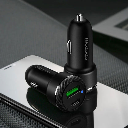Incarcator Auto McDodo CC-5970, 38W, 3A, 1 x USB-A - 1 x USB-C, Negru