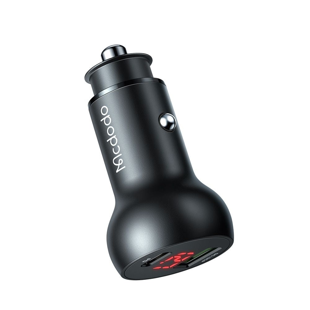 Incarcator Auto McDodo CC-7030 Display, 45W, 5A, 1 x USB-A - 1 x USB-C, Negru