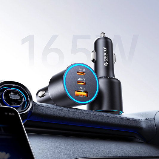 Incarcator Auto Orico HyperDrive, 165W, 5A, 1 x USB-A - 2 x USB-C, Negru