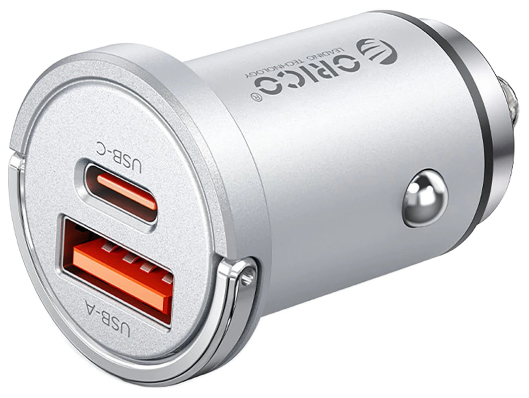 Incarcator Auto Orico MiniRing Pro, 45W, 3A, 1 x USB-A - 1 x USB-C, Argintiu