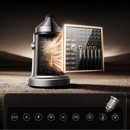 Incarcator Auto Orico MiniRing Pro, 45W, 3A, 1 x USB-A - 1 x USB-C, Argintiu