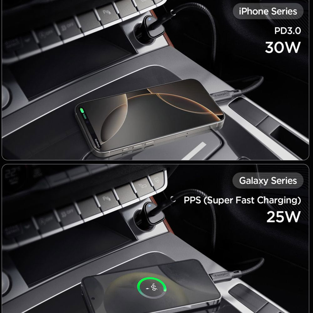 Incarcator Auto Spigen EV301 Essential, 30W, 3A, 1 x USB-C, Negru ACP08699