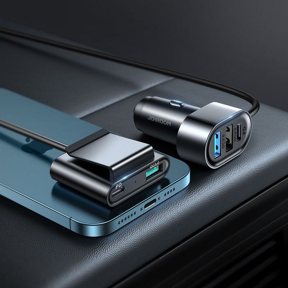 Incarcator Auto Joyroom JR-CL05, 72W, 3A, 2 x USB-C - 3 x USB-A, Negru